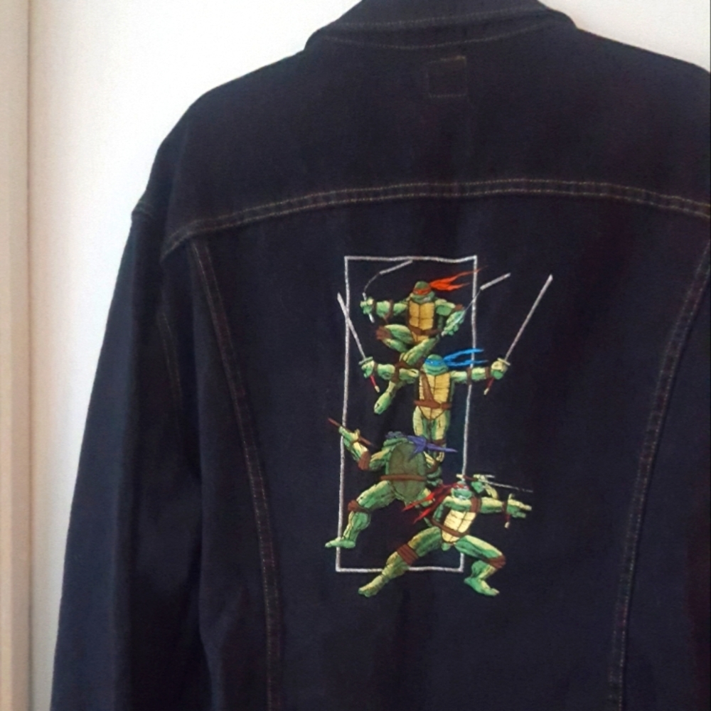 🌙RARE! VTG TMNT Film Crew Denim Embroidered Jacket - Picture 6 of 14